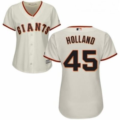 Womens Majestic San Francisco Giants 45 Derek Holland Replica Cream Home Cool Base MLB Jersey