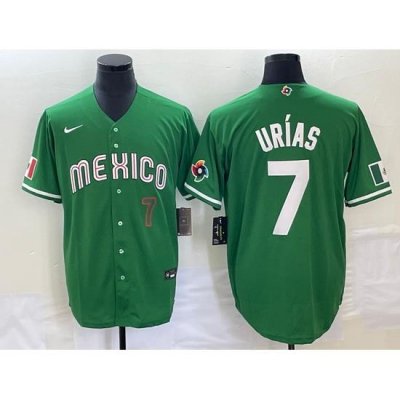 Men's Mexico Baseball #7 Julio Urias Number Green 2023 World Baseball Classic Stitched Jersey 2