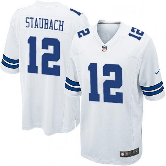 Mens Nike Dallas Cowboys 12 Roger Staubach Game White NFL Jersey