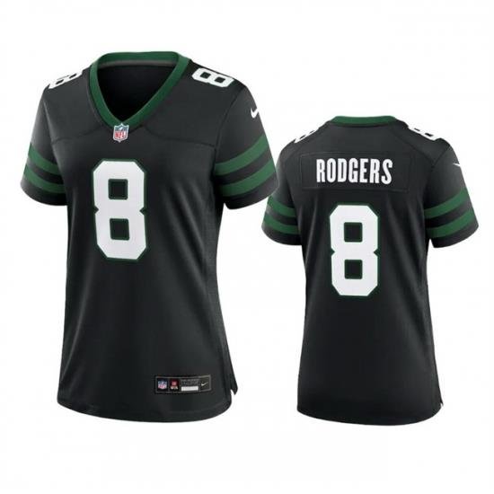 Women New York Jets 8 Aaron Rodgers Black 2024 Stitched Football Jersey