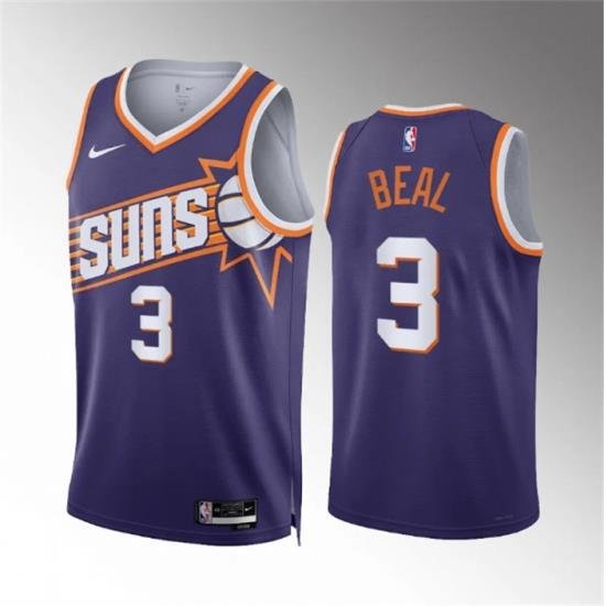 Men Phoenix Suns 3 Bradley Beal Purple Icon Edition Stitched Basketball Jersey