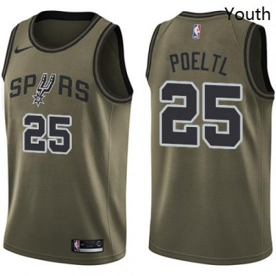 Youth Nike San Antonio Spurs 25 Jakob Poeltl Swingman Green Salute to Service NBA Jersey