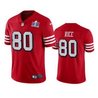 Nike 49ers 80 Jerry Rice Red Rush Men Stitched NFL Vapor Untouchable Limited 2024 Super Bowl LVIII Jersey