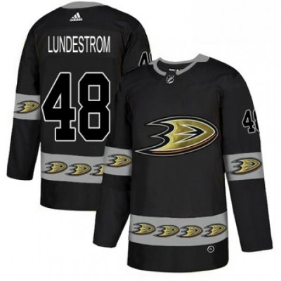 Mens Adidas Anaheim Ducks 48 Isac Lundestrom Premier Black Team Logo Fashion NHL Jersey