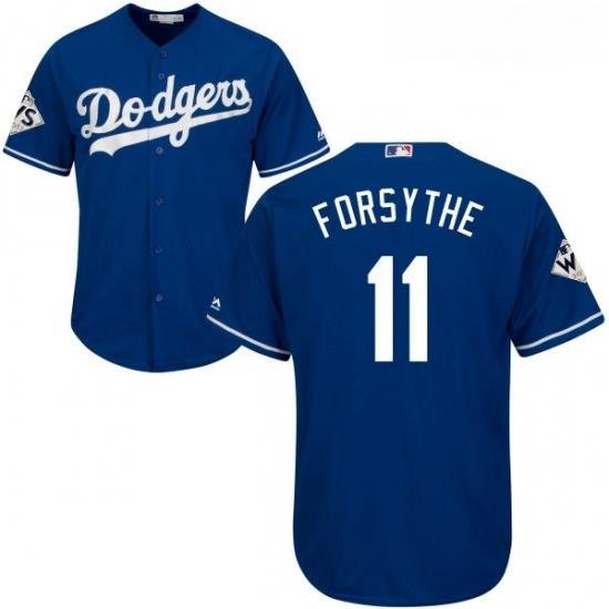 Youth Majestic Los Angeles Dodgers 11 Logan Forsythe Authentic Royal Blue Alternate 2017 World Series Bound Cool Base MLB Jersey