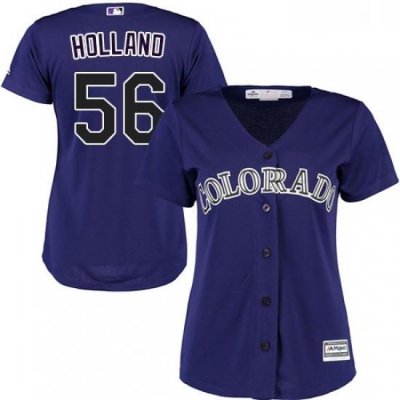 Womens Majestic Colorado Rockies 56 Greg Holland Authentic Purple Alternate 1 Cool Base MLB Jersey