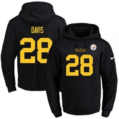 NFL Mens Nike Pittsburgh Steelers 28 Sean Davis BlackGold No Name Number Pullover Hoodie