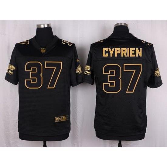 Nike Jaguars #37 John Cyprien Black Mens Stitched NFL Elite Pro Line Gold Collection Jersey