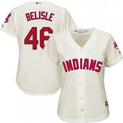 Womens Majestic Cleveland Indians 46 Matt Belisle Authentic Cream Alternate 2 Cool Base MLB Jersey