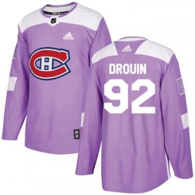 Youth Adidas Montreal Canadiens 92 Jonathan Drouin Authentic Purple Fights Cancer Practice NHL Jersey