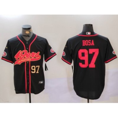 Men San Francisco 49ers 97 Nick Bosa Black With Patch Cool Base Stitched Baseball Jersey 3