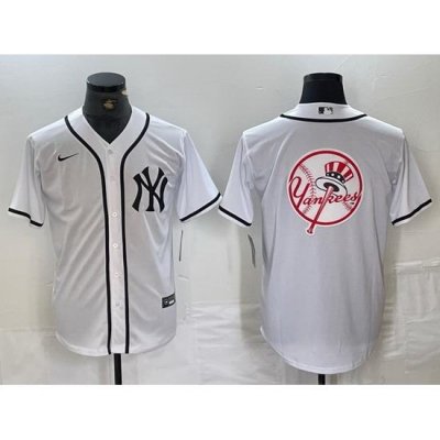 Men NeW York Yankees White Team Big Logo Cool Base Stitched Baseball Jersey 13