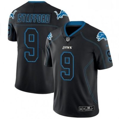 Men Nike Detroit Lions 9 Matthew Stafford Limited Lights Out Black Rush NFL Jersey