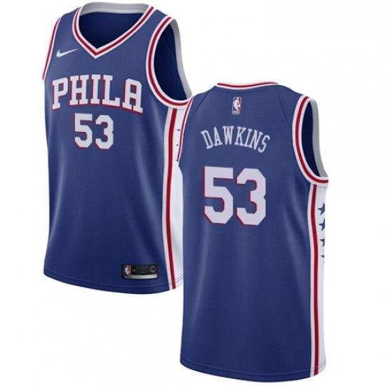 Youth Nike Philadelphia 76ers 53 Darryl Dawkins Swingman Blue Road NBA Jersey Icon Edition