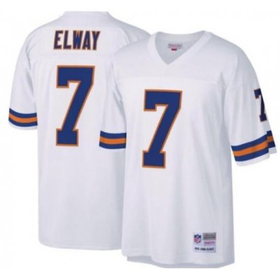 Men Denver Broncos 7 John Elway White M&N Throwback Stitched Jersey