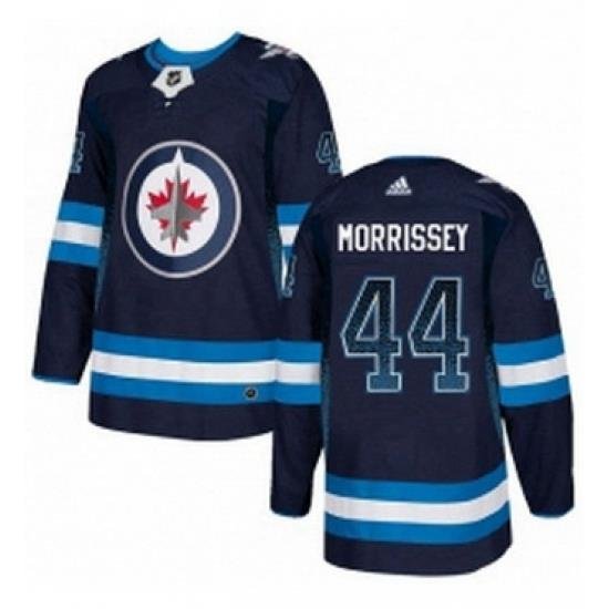 Mens Adidas Winnipeg Jets 44 Josh Morrissey Authentic Navy Blue Drift Fashion NHL Jersey