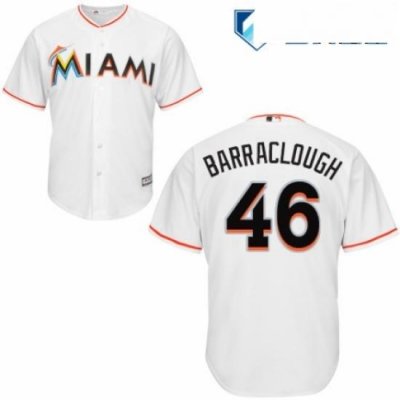 Mens Majestic Miami Marlins 46 Kyle Barraclough Replica White Home Cool Base MLB Jersey