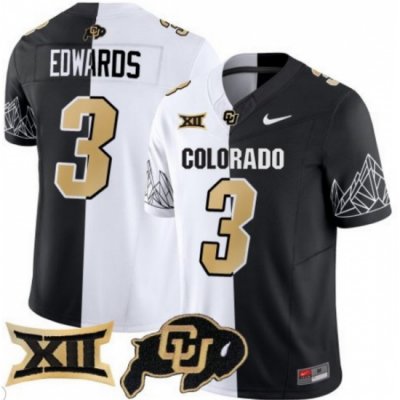 Men Colorado Buffaloes #3 Dylan Edwards White Black Split Vapor Limited Stitched Football Jersey