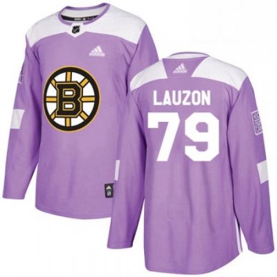 Mens Adidas Boston Bruins 79 Jeremy Lauzon Authentic Purple Fights Cancer Practice NHL Jersey