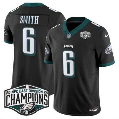 Men Philadelphia Eagles 6 DeVonta Smith Black 2024 NFC East Champions F U S E  Vapor Untouchable Limited Stitched Football Jersey