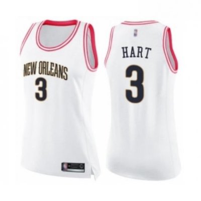 Womens New Orleans Pelicans 3 Josh Hart Swingman White Pink Fashion Basketball Jersey