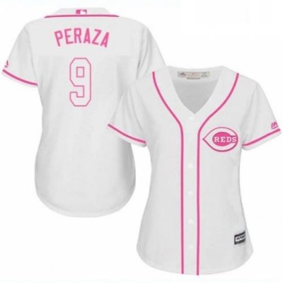 Womens Majestic Cincinnati Reds 9 Jose Peraza Replica White Fashion Cool Base MLB Jersey