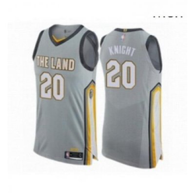 Mens Cleveland Cavaliers 20 Brandon Knight Authentic Gray Basketball Jersey City Edition