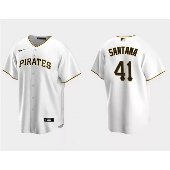 Men Pittsburgh Pirates 41 Carlos Santana White Cool Base Stitched Baseball Jersey