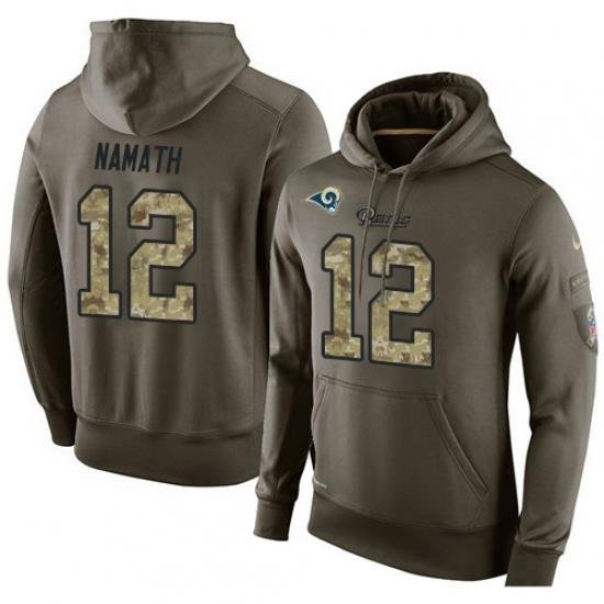 NFL Nike Los Angeles Rams 12 Joe Namath Green Salute To Service Mens Pullover Hoodie