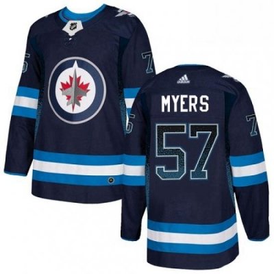 Mens Adidas Winnipeg Jets 57 Tyler Myers Authentic Navy Blue Drift Fashion NHL Jersey