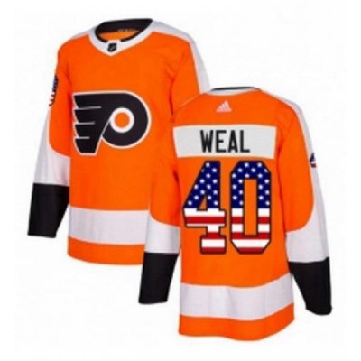 Mens Adidas Philadelphia Flyers 40 Jordan Weal Authentic Orange USA Flag Fashion NHL Jersey