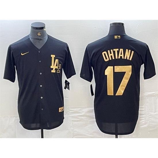 Men Los Angeles Dodgers 17 Shohei Ohtani Black Cool Base Stitched Baseball Jersey