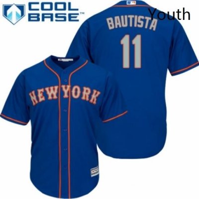 Youth Majestic New York Mets 11 Jose Bautista Authentic Royal Blue Alternate Road Cool Base MLB Jersey