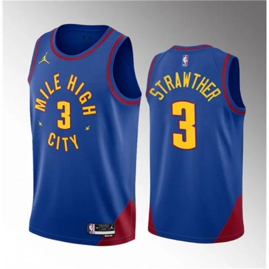 Men Denver Nuggets 3 Julian Strawther Blue 2023 Draft Statement Edition Stitched Basketball Jersey