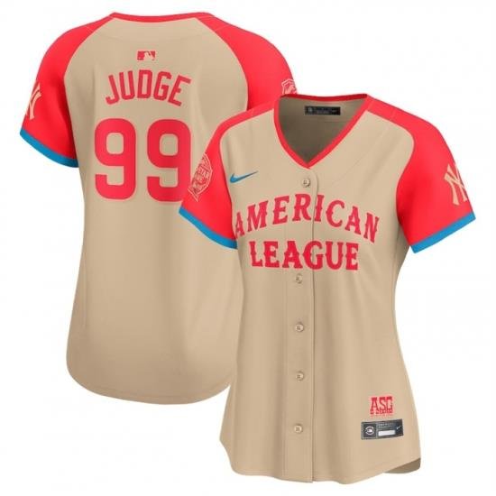 Women American League 99 Aaron Judge Cream 2024 All Star Limited Stitched Baseball Jersey 28Run Small 29