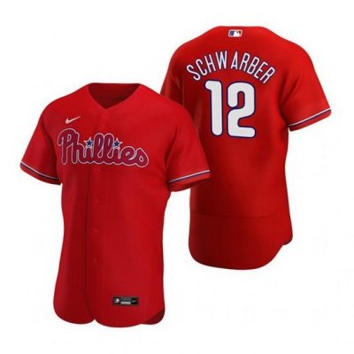 Men Philadelphia Phillies 12 Kyle SchWarber Red Flex Base Stitched Baseball jersey