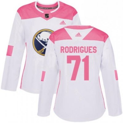 Womens Adidas Buffalo Sabres 71 Evan Rodrigues Authentic WhitePink Fashion NHL Jersey