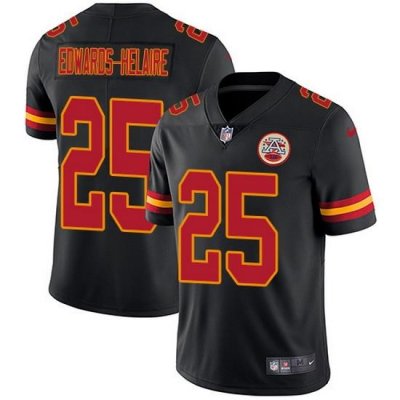 Nike Chiefs 25 Clyde Edwards Helaire Black Men Stitched NFL Limited Rush Jersey