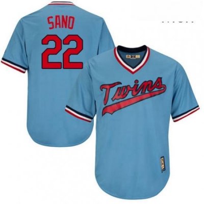 Mens Majestic Minnesota Twins 22 Miguel Sano Authentic Light Blue Cooperstown MLB Jersey