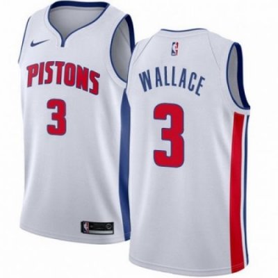 Mens Nike Detroit Pistons 3 Ben Wallace Swingman White Home NBA Jersey Association Edition