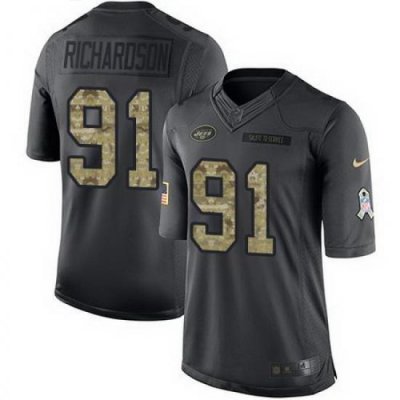 Nike Jets #91 Sheldon Richardson Black Mens Stitched NFL Limited 2016 Salute to Service Jersey