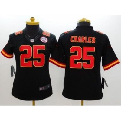 Women's Nike Kansas City Chiefs #25 Jamaal Charles Black Alternate Stitched NFL Limited Jersey