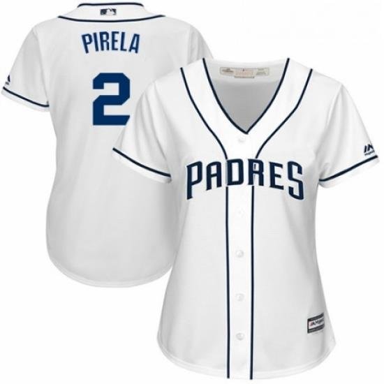 Womens Majestic San Diego Padres 2 Jose Pirela Authentic White Home Cool Base MLB Jersey