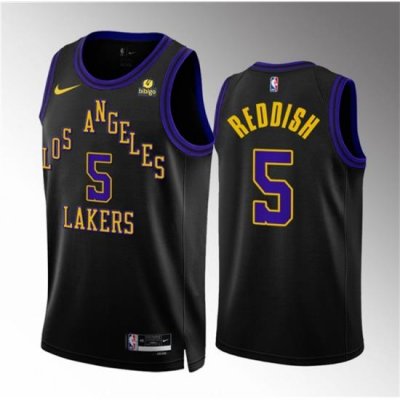 Men Los Angeles Lakers 5 Cam Reddish Black 2023 24 City Edition Stitched Basketball Jersey