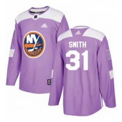 Youth Adidas New York Islanders 31 Billy Smith Authentic Purple Fights Cancer Practice NHL Jersey