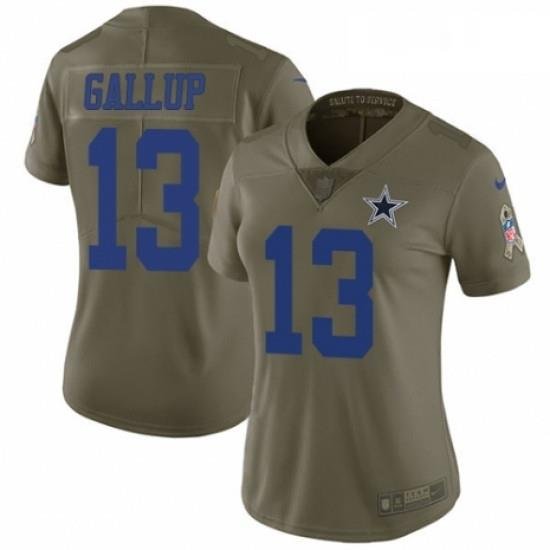 Womens Nike Dallas Cowboys 13 Michael Gallup Limited Olive 2017 Salute to Service NFL Jersey