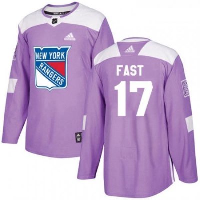 Youth Adidas New York Rangers 17 Jesper Fast Authentic Purple Fights Cancer Practice NHL Jersey