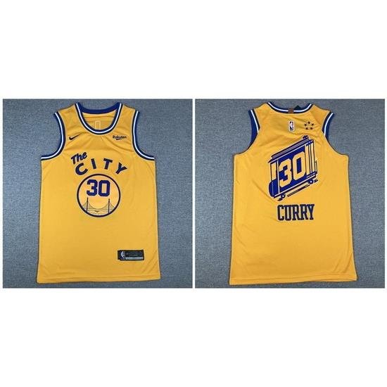 Warriors 30 Stephen Curry Yellow City Edition Nike Authentic Jersey