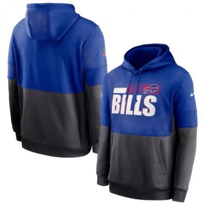 Men Buffalo Bills Nike Sideline Impact Lockup Performance Pullover Hoodie Royal Charcoal