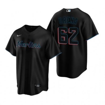 Mens Nike Miami Marlins 62 Jose Urena Black Alternate Stitched Baseball Jersey